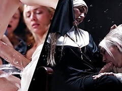 Blond, Pijpbeurt, Sperma shot, Hondjeshouding, Orgasme, Kut duiken, Roodharige vrouw, Tiener