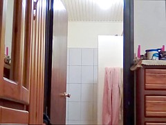 Gros seins, Indienne, Douche, Belle mère, Nénés