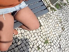 Mila Morena Flashes Her Big Pussy in See-Through Panties on the Street