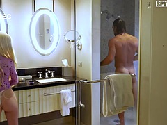 フェラチオ, ハードコア, シャワー, 驚き, のぞき