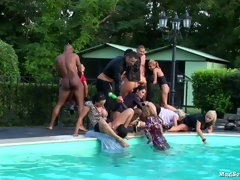 Blasen, Stiefel, Spermaladung, Gruppe, Hardcore, Interrassisch, Im freien, Pissen