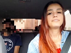 Enthousiasteling, Auto, Handbeurt, Masturbatie, Portugees, Roodharige vrouw, Spuiten, Zuigen