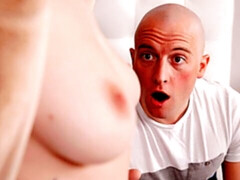 Cute-looking blonde hottie Skye Blue rides on a big dick