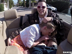 Sucer une bite, Voiture, De plein air, Public, Russe