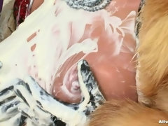 黒人, ブロンド, 試験, レザー, 看護婦, サテン, オッパイの, レスリング