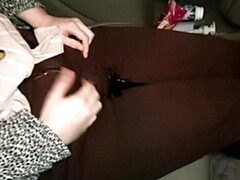 Desperate Girl Pees Her Brown Jeans In The Car!