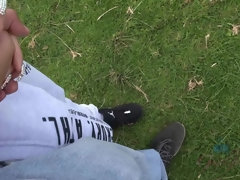 Enthousiasteling, Strand, Badpak, Blond, Flashing, Naakt, Buiten, Gezichtspunt