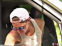 アナル, カップル, ゲイ, ハードコア, 筋肉, アウトドア, ガリガリ