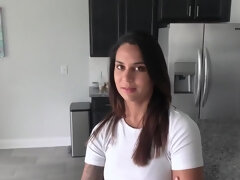 Leie, Grosser arsch, Grosse titten, Braunhaarige, Spermaladung, Hardcore, Masturbation, Stiefmutter