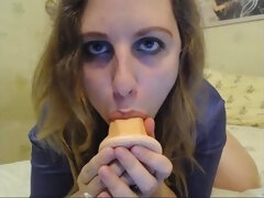 Teen Solo Sucks Dildo and Cums Hard