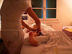 Cum three times, sconosciuta, oily massage