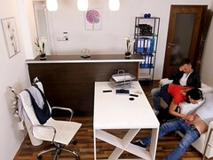 Cuckold stays to watch his GF getting fucked for money