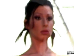 アナル, 美女, 巨乳な, 下着, ポルノスター, コキ, 剃毛, 三人