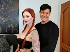 お尻, デカパイ, フェラチオ, 手コキする, 淫乱熟女, 赤毛, スラップ, ストッキング