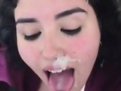 Enthousiasteling, Pijpbeurt, Bruinharig, Sperma in gezicht, Handbeurt, Gezichtspunt, Tiener