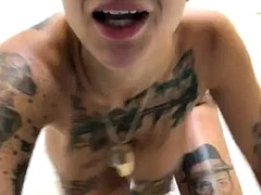 アナル, 茶髪の, ディルド, ハードコア, オナニー, 一人, おもちゃ