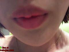 Enthousiasteling, Lieveling, Grote mammen, Koreaans, Masturbatie, Alleen, Tieten likken, Webcamera