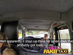 Fit blonde babe gets fingered and fucked hard by fake taxi driver in HD