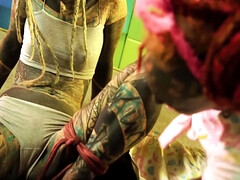 Blonde, Bondage, Fétiche, Allemand, Hd, Petite femme, Tatouage, Adolescente