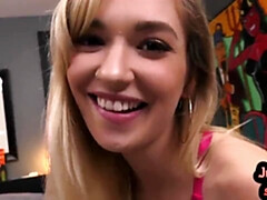 Enthousiasteling, Pijpbeurt, Hd, Gezichtspunt, Mager, Zuigen, Tiener, Tieten likken