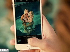 Good-looking hotties Mia Malkova and Natalia Starr share a dick