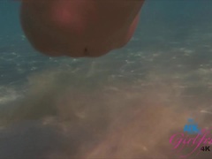 Plage, Blonde, Doigter, Exhib, Nourriture, Nue, De plein air, Pov