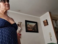 Stepson asks his stepmom to see her pussy and tits to jerk off