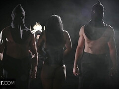 Большой член, Большие сиськи, Минет, Брюнетки, Грудастые, Глубокая глотка, Втроем, Подглядывание