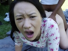 Азиатки, Черные, Минет, В машине, Семяизвержение, Член, Межрасовый секс, На природе