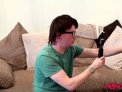 Abbie Price liberates wig while deep throating POV big man-meat