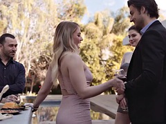 Brunette wife blows, then gets fucked by friends husband