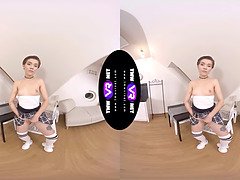 Amber Deep gets off in virtual reality with her natural tits bouncing