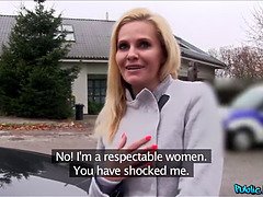 ブロンド, フェラチオ, 車, エロ熟女, 口内発射, チェコ, 熟年, 母