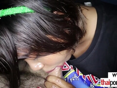 Enthousiasteling, Aziatisch, Pijpbeurt, Hondjeshouding, Hd, Gezichtspunt, Tiener, Thais