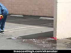 Olivia Lua's skinny body tied up and fucked hard by Janitor