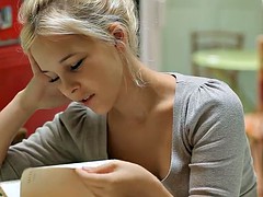 Drunk Babe fucks her little shaved pussy