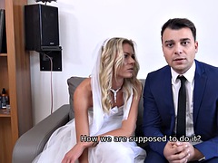 DEBT4k. Collector has sex with a blonde in front of her future husband