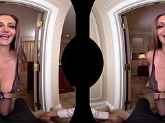 Naughty America Angela White gets a birthday surprise then puts out: Big Tits, Big Ass  Blowjob VR Porn