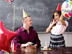 18, デカチン, フェラチオ, 茶髪の, バック, 自然山雀, 女子高生, オッパイの