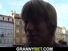 60 years old woman rides stranger's cock