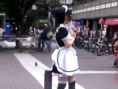 Japanese Girl in Maid Cost Gets Creampied by Stranger