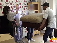 デカチン, デカパイ, フェラチオ, 淫乱熟女, 母, 叫ぶ, ティーン, 三人