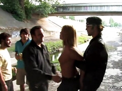 Enthousiasteling, Bondage discipline sadomasochisme, Blond, Rondborstig, Lul, Groepseks, Hd, Buiten
