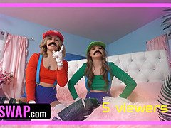 Step bro's hot threesome with Step sister Chanel Camryn & Mazy Myers: Fingering, eating, and a hot swap