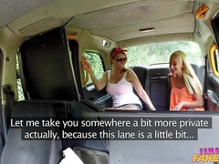 Female Fake Taxi - Large-Breasted Tattooed Lesbians Screw In Cab 1