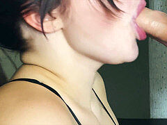 Oral Throat blowjob training. Girl tries to swallow hefty rock-hard boner. *4k*