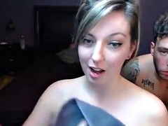 busty brit slut works two dicks on cam