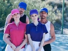 Arsch, Blasen, Braunhaarige, Hundestellung, Flotter vierer, Gruppe, Orgie, Jungendliche (18+)