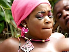 アフリカ人, デカチン, デカパイ, 茶髪の, 黒人, 熟年, 自然山雀, アウトドア