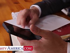Aria Sloane demands her boss to pound her tight pussy in the office